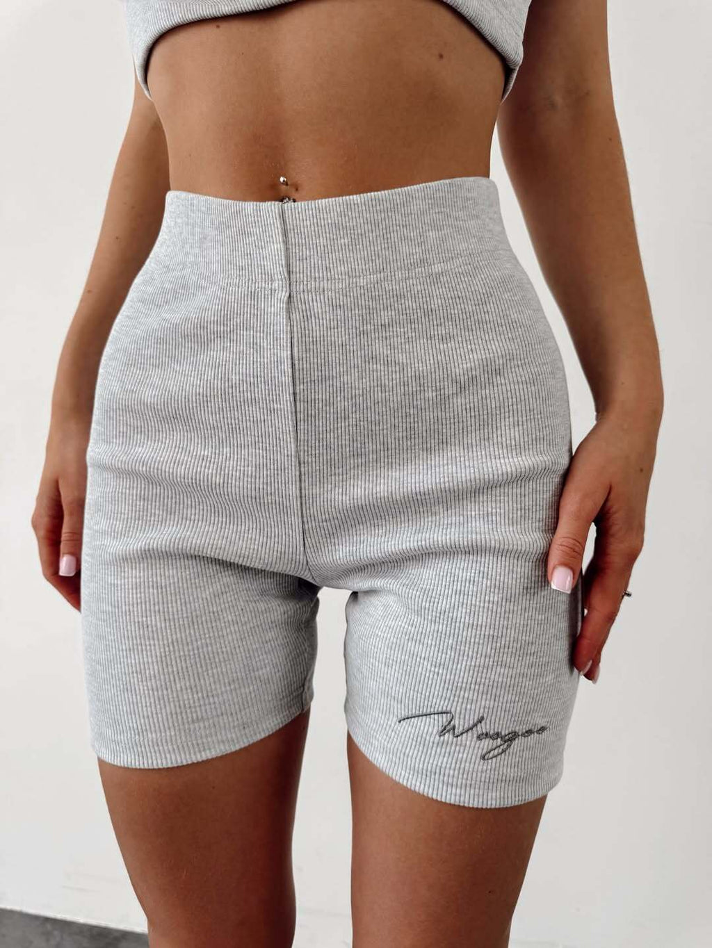 Bike Shorts "SIMPLE NEW" — Grey Melange