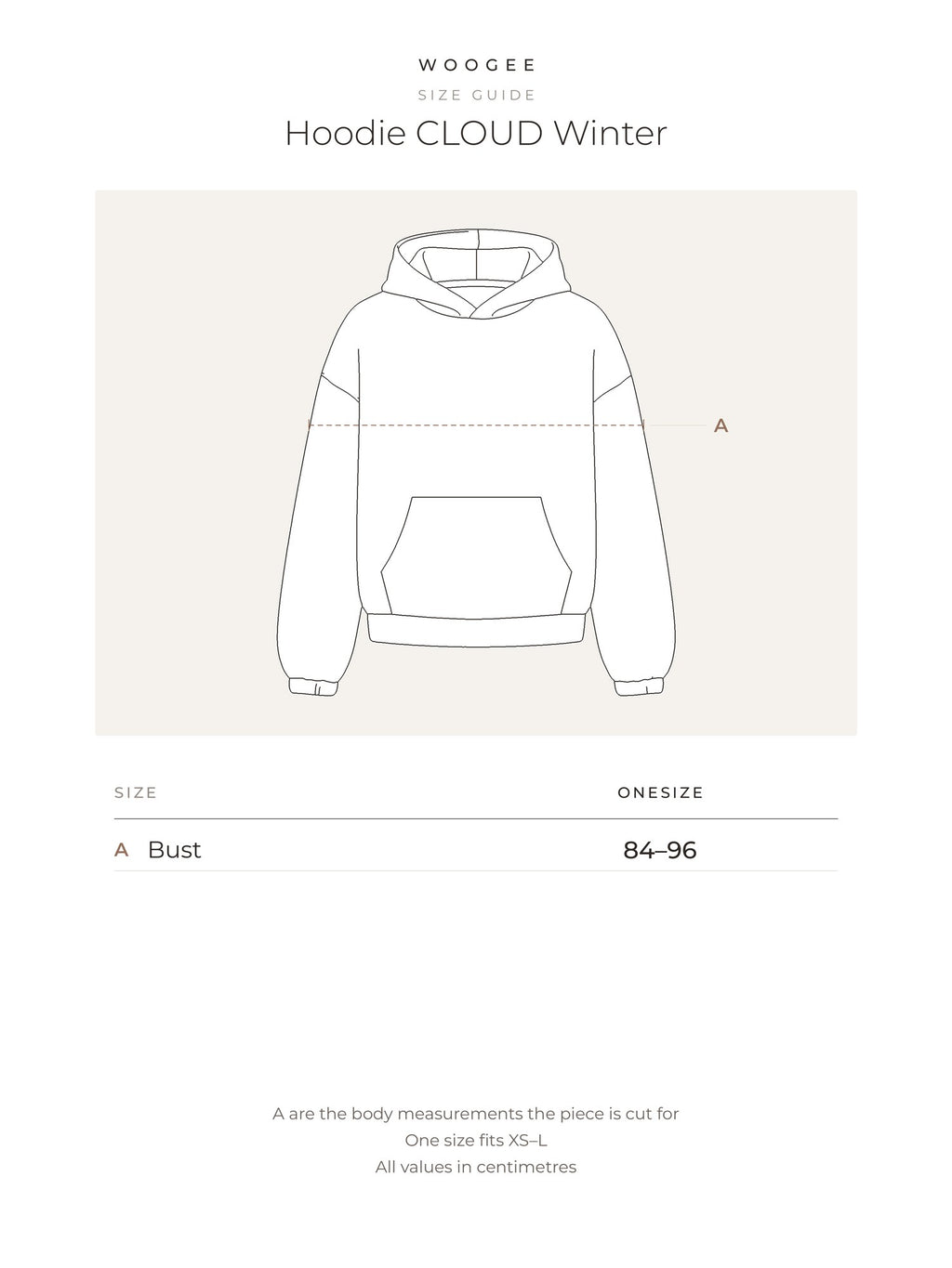 Size & fit — Graphite — Cream — WOOGEE