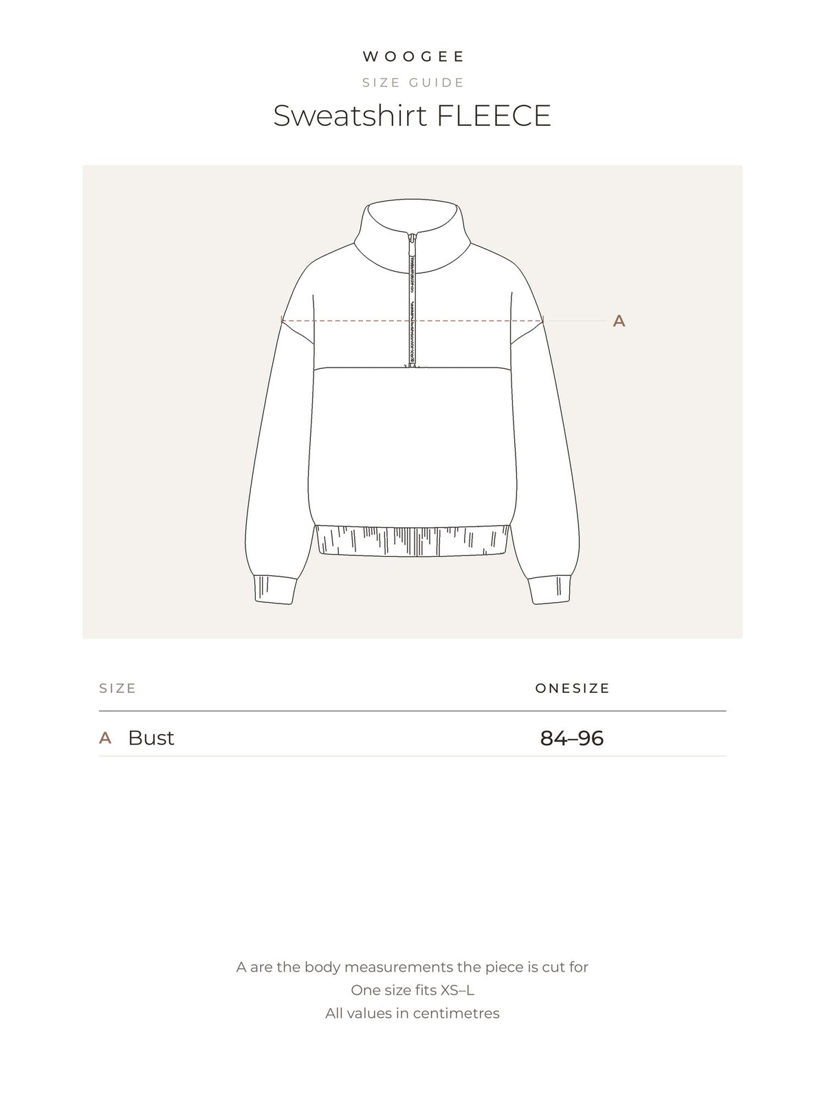 Sweatshirt FLEECE — Size & fit — WOOGEE