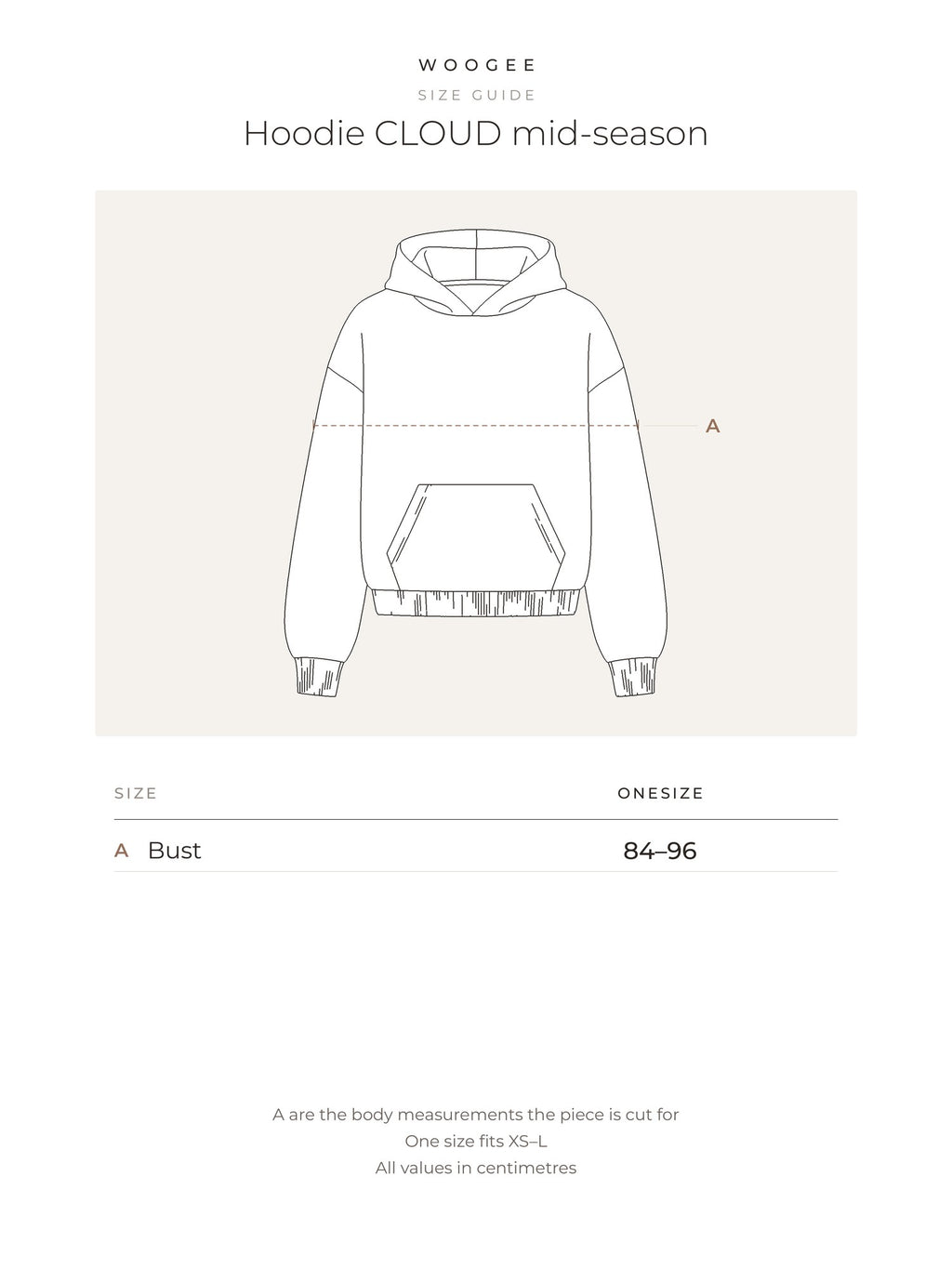 Size & fit — Grey Melange — Cream — Chocolate — WOOGEE
