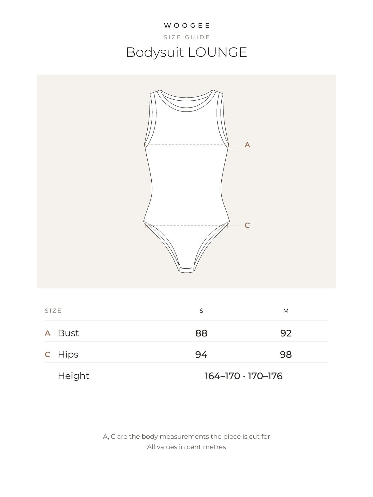 Size & fit — Cream — Nude — WOOGEE
