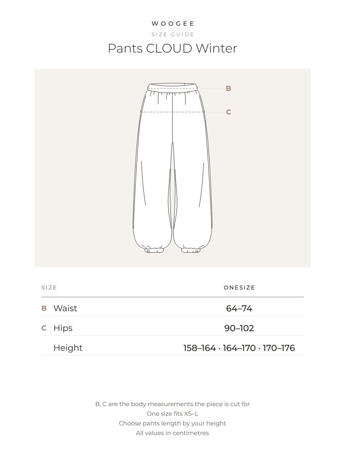 Size & fit — Graphite — Cream — WOOGEE
