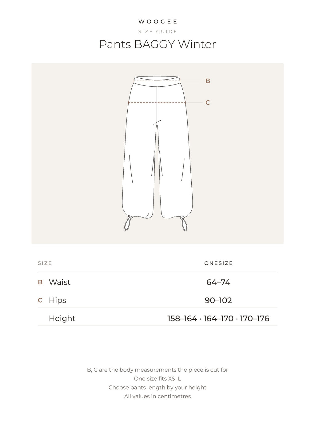 Size & fit — Grey Melange — Cream — Black — Chocolate — WOOGEE