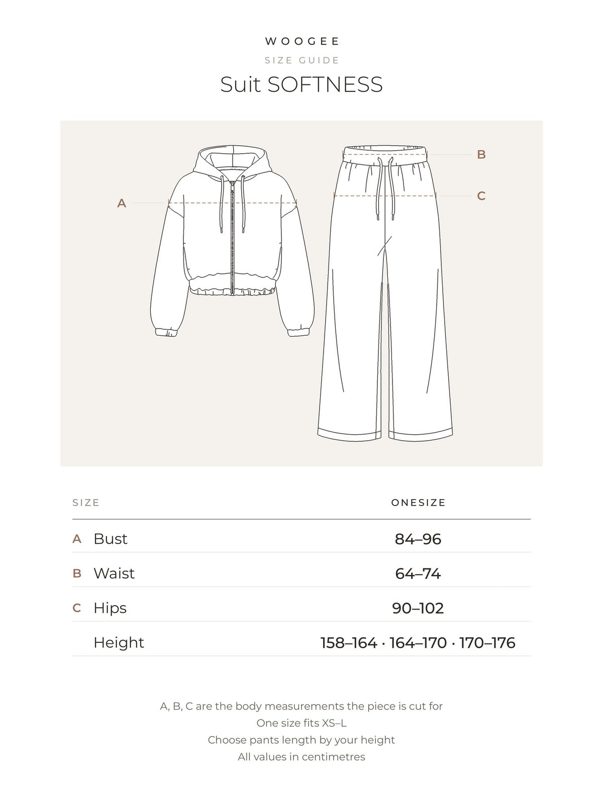 Size & fit — Mocha Mousse — Milk — Ash — Pink — WOOGEE