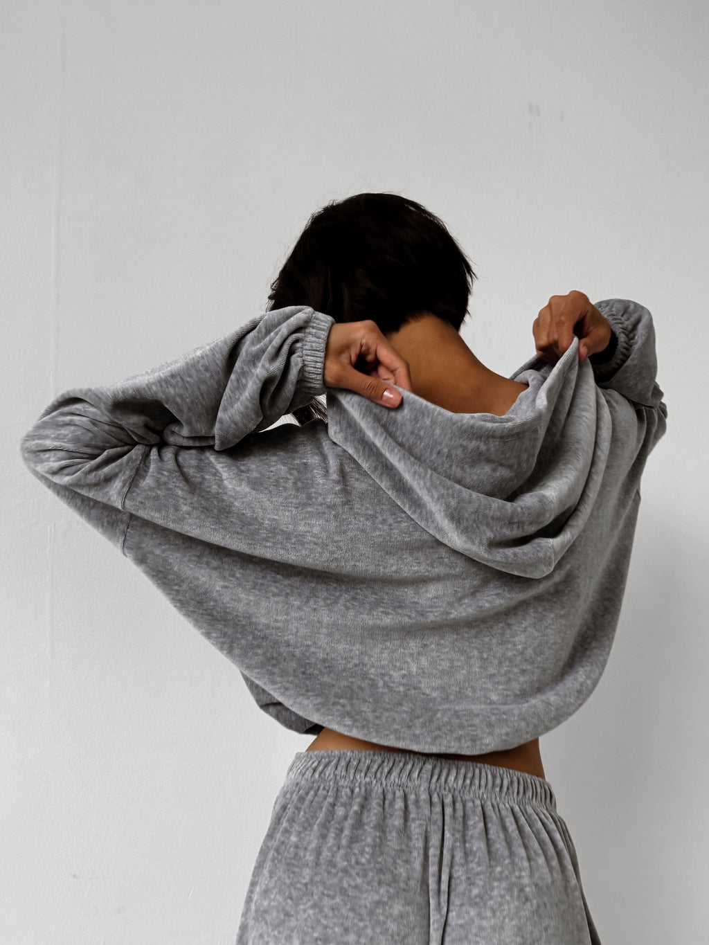 Hoodie BAGGY VELOURS — Marl Grey