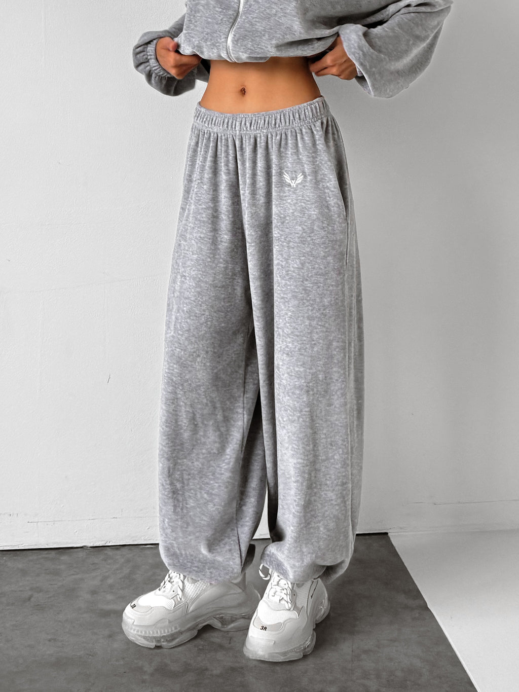 Pants BAGGY VELOURS — Marl Grey