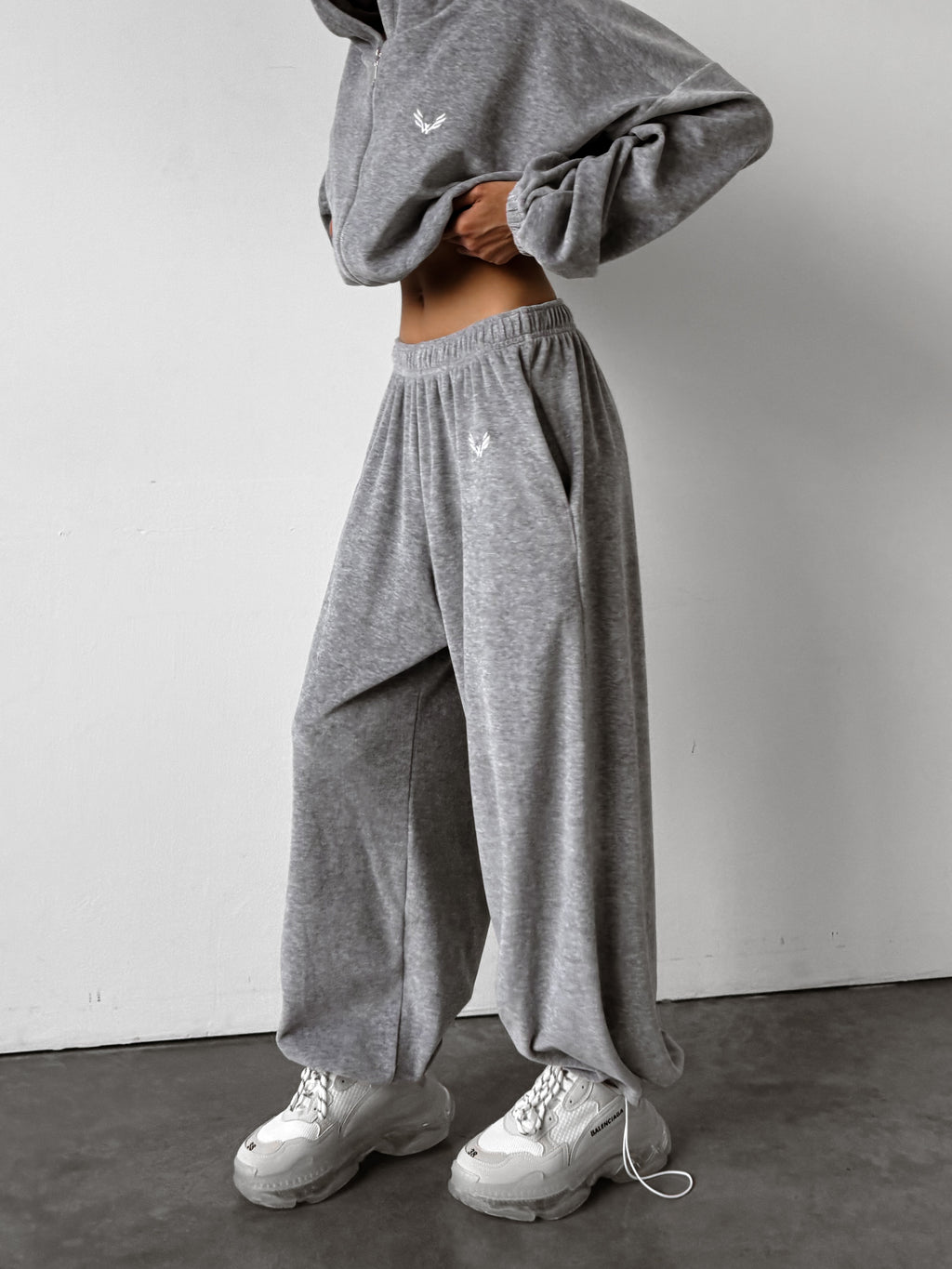 Pants BAGGY VELOURS — Marl Grey