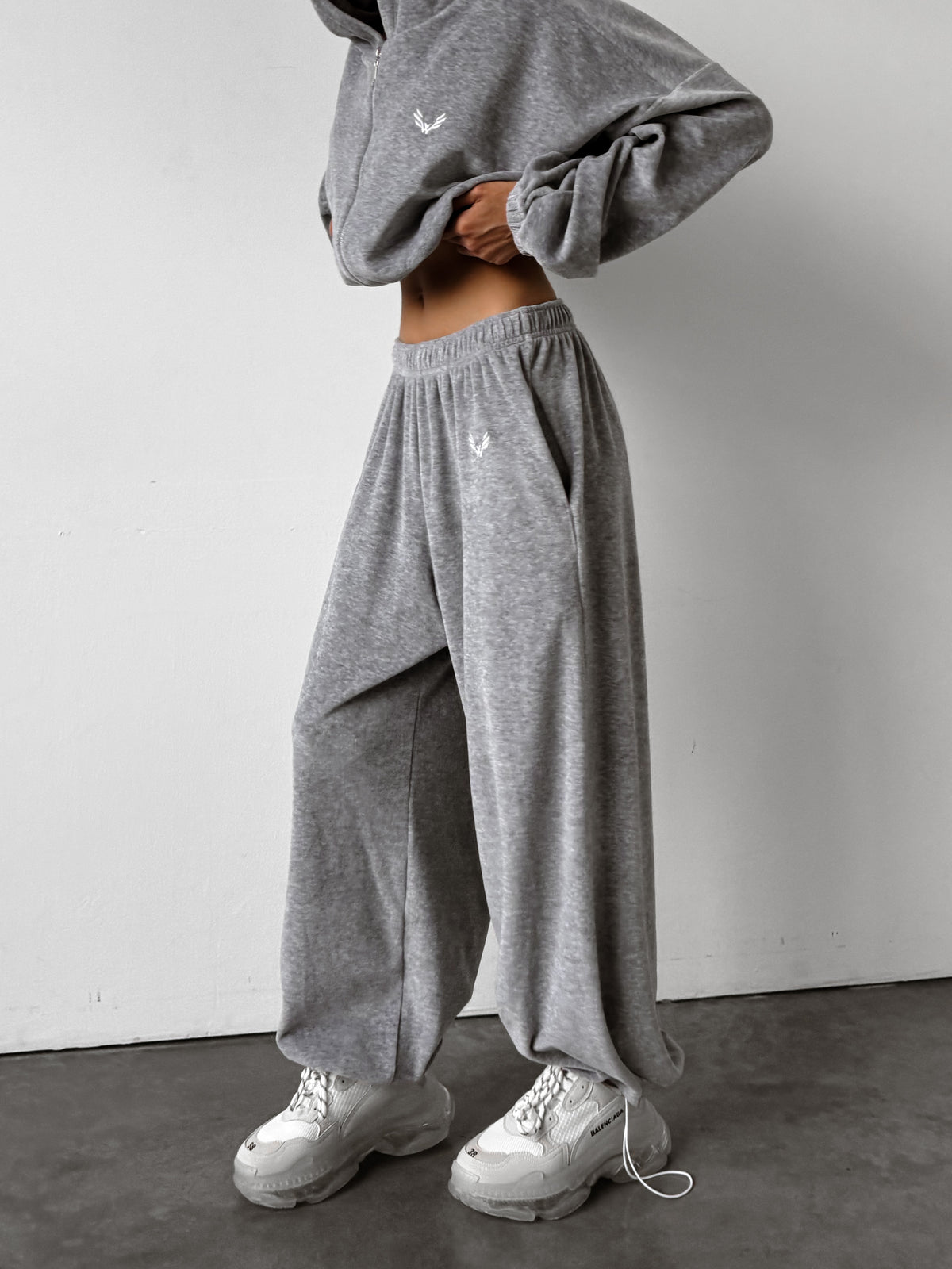 Pants BAGGY VELOURS — Marl Grey