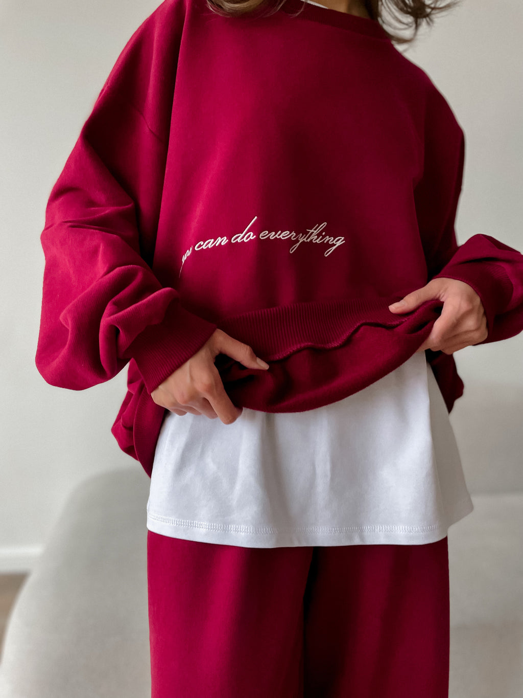 Sweatshirt YOU CAN — Burgundy