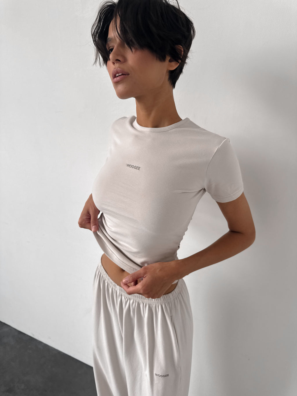 T-shirt "LOUNGE" — Cream — WOOGEE