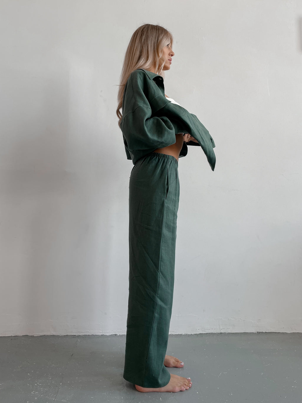 Pants LINEN — Green