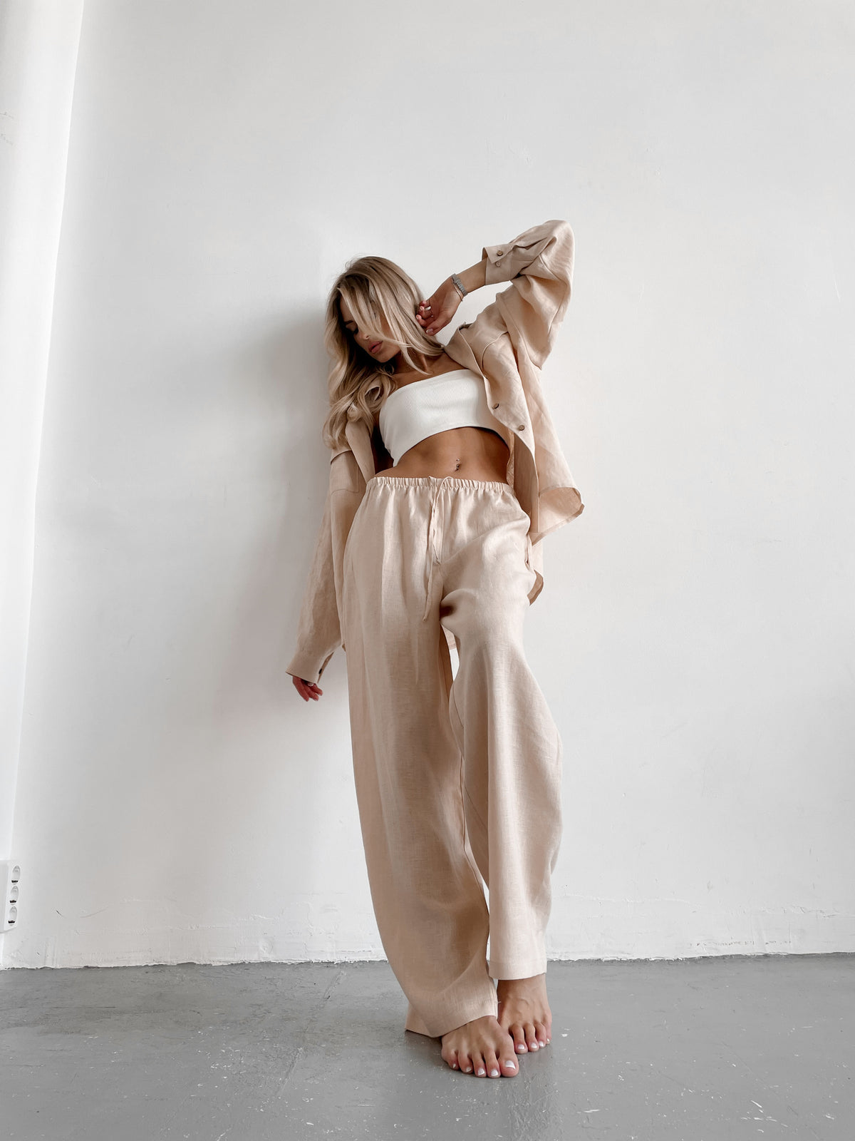Pants LINEN — Beige
