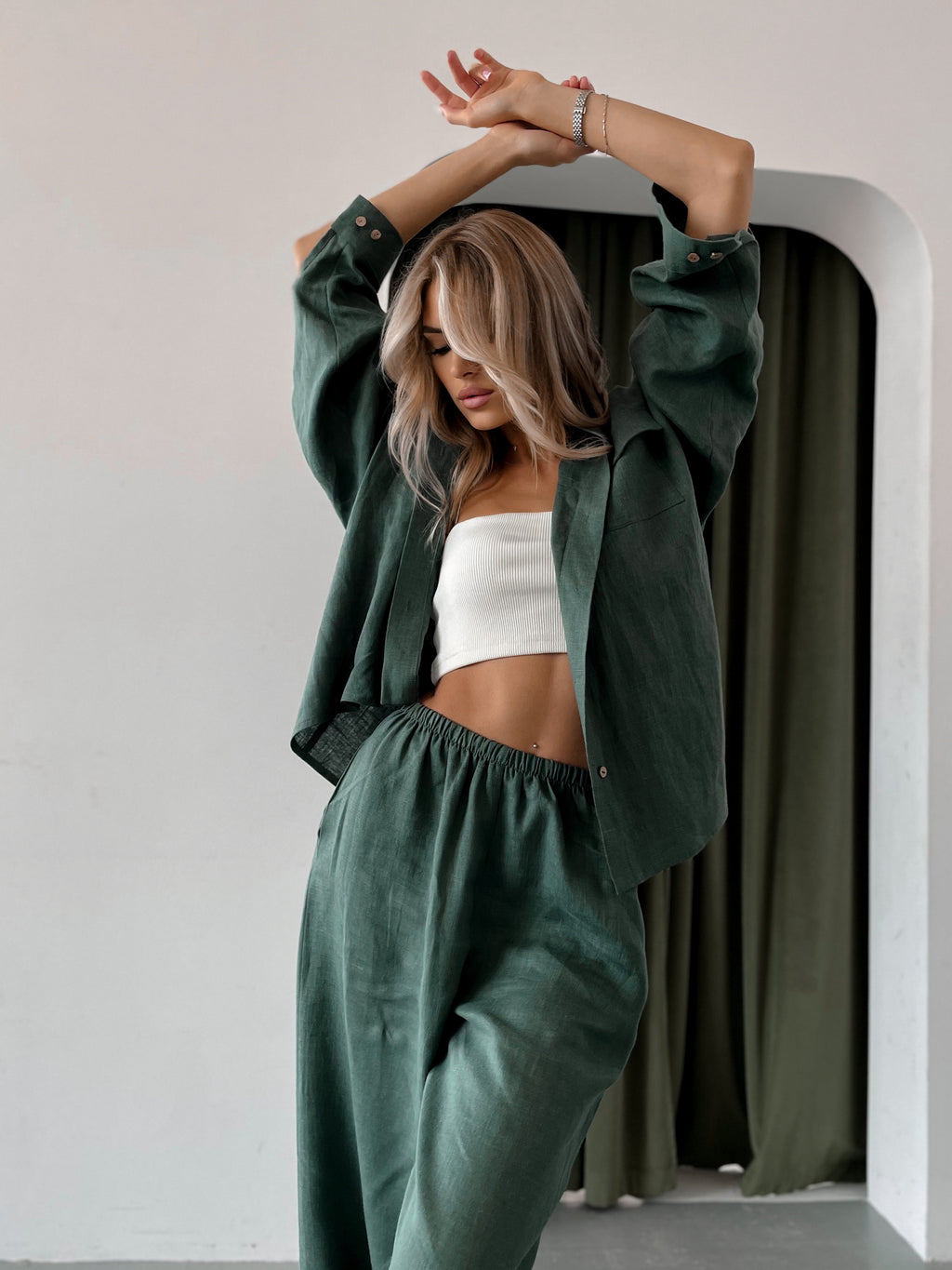 Pants LINEN — Green