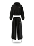 BAGGY Tracksuit — Zip Hoodie & Wide Pants — Black