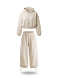 BAGGY Tracksuit — Zip Hoodie & Wide Pants — Cream — WOOGEE