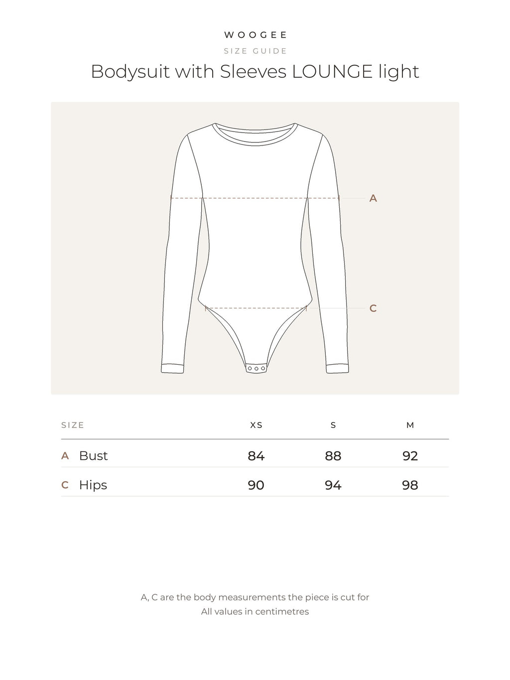 Size & fit — Grey Melange — Cream — Black — Chocolate — WOOGEE