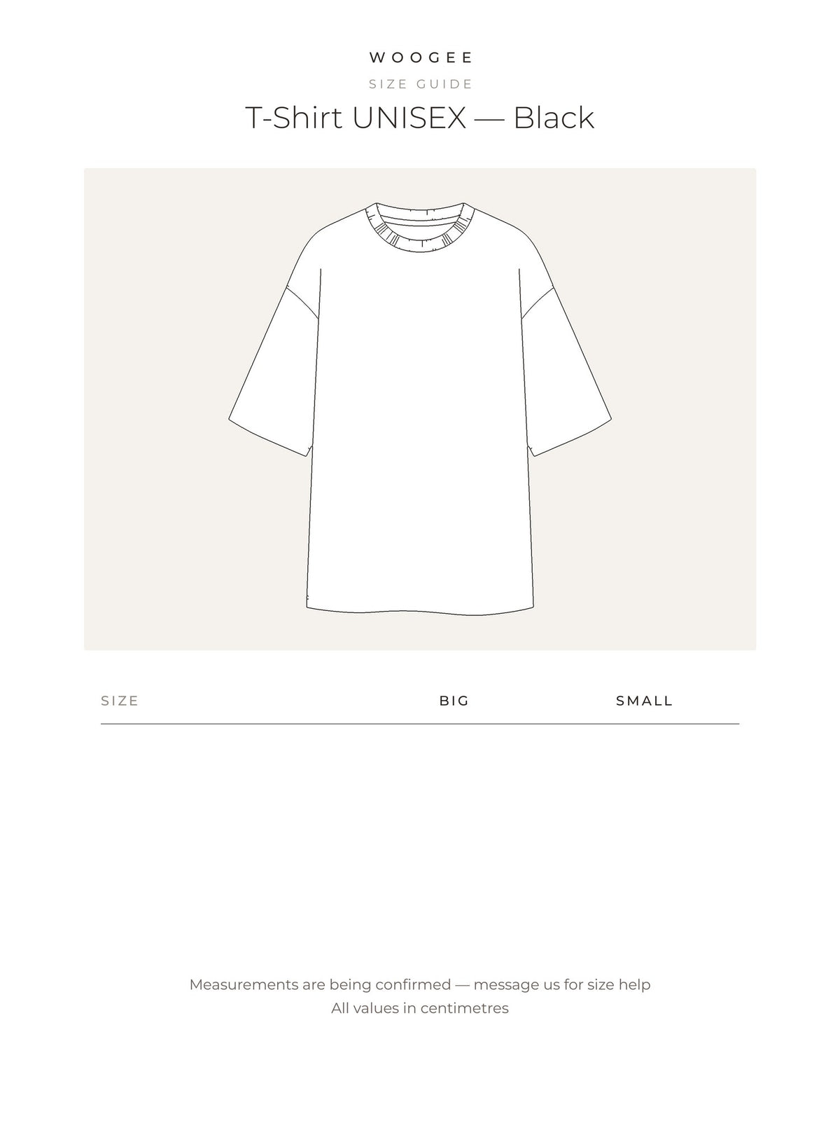 T-Shirt UNISEX — Black — Size & fit — WOOGEE