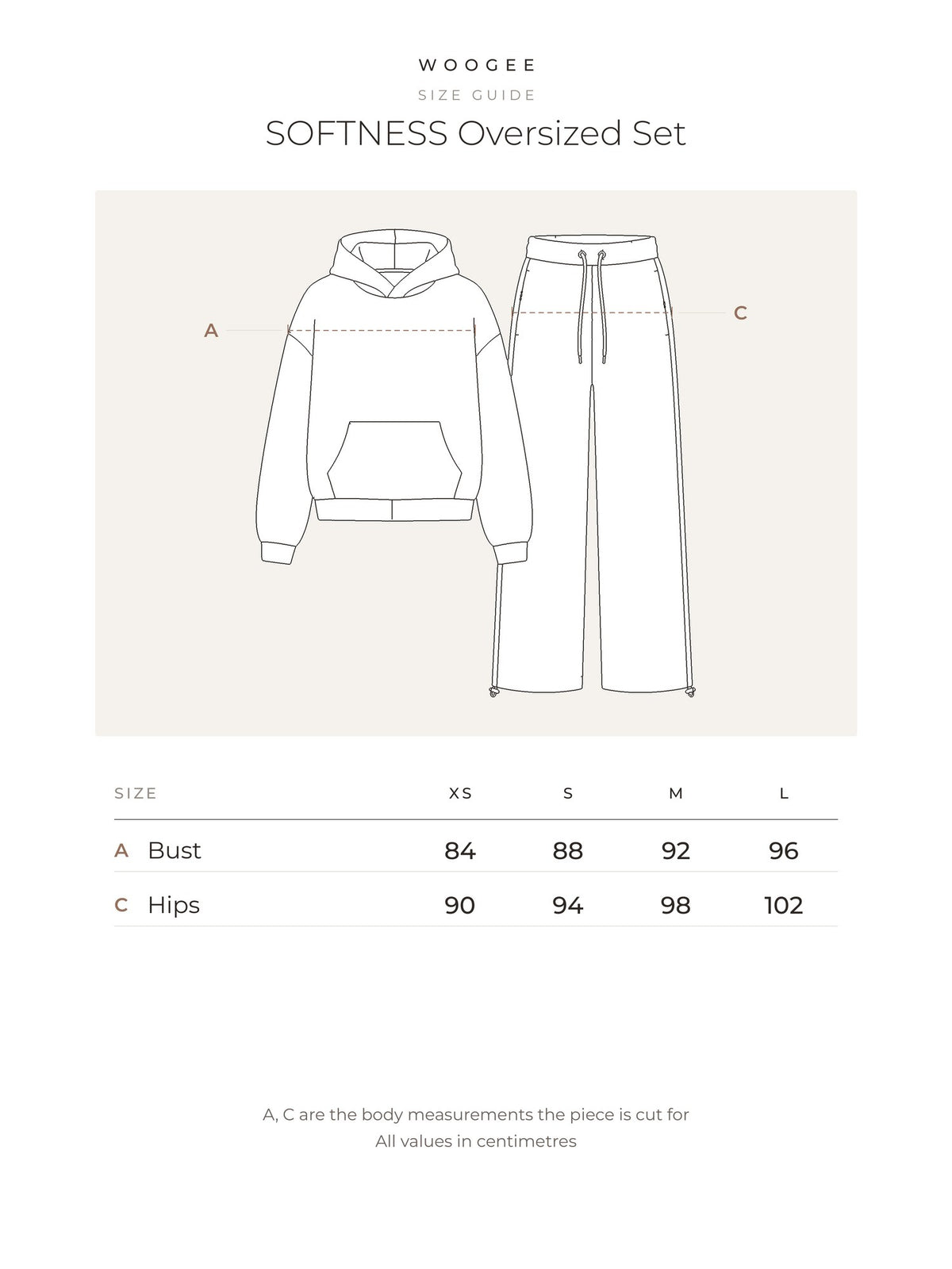 SOFTNESS Oversized Set — Chocolate · Pre-order — Size & fit — WOOGEE
