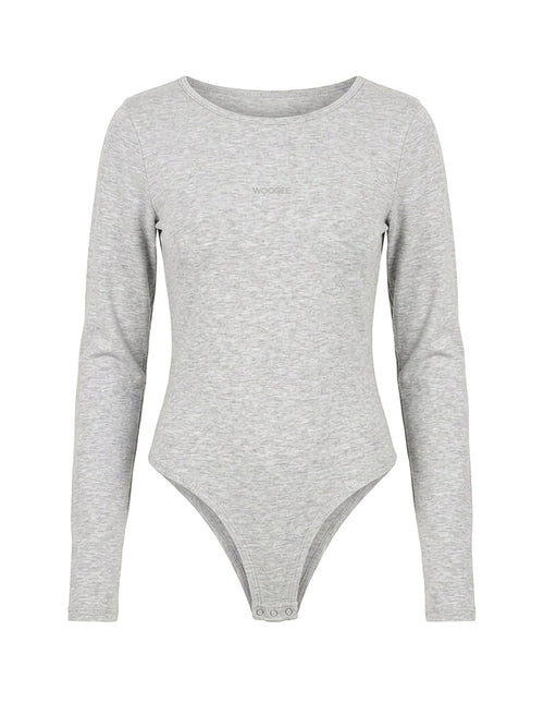 Bodysuit with Sleeves "LOUNGE light" — Grey Melange