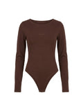 Bodysuit with Sleeves "LOUNGE light" — Chocolate — WOOGEE