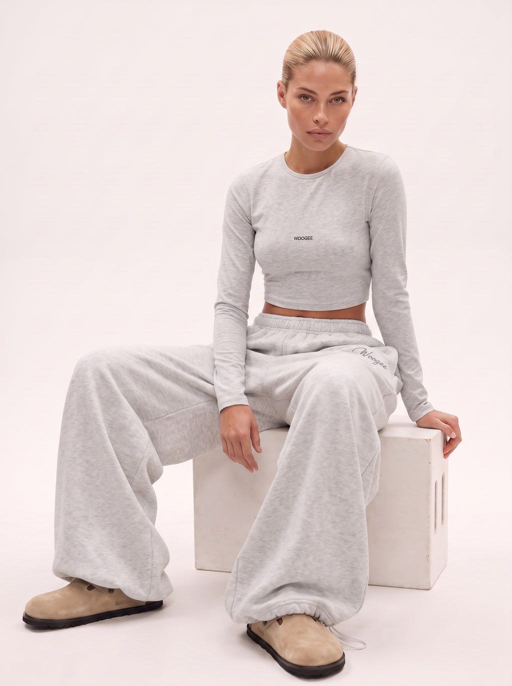 Crop Longsleeve LOUNGE — Grey Melange