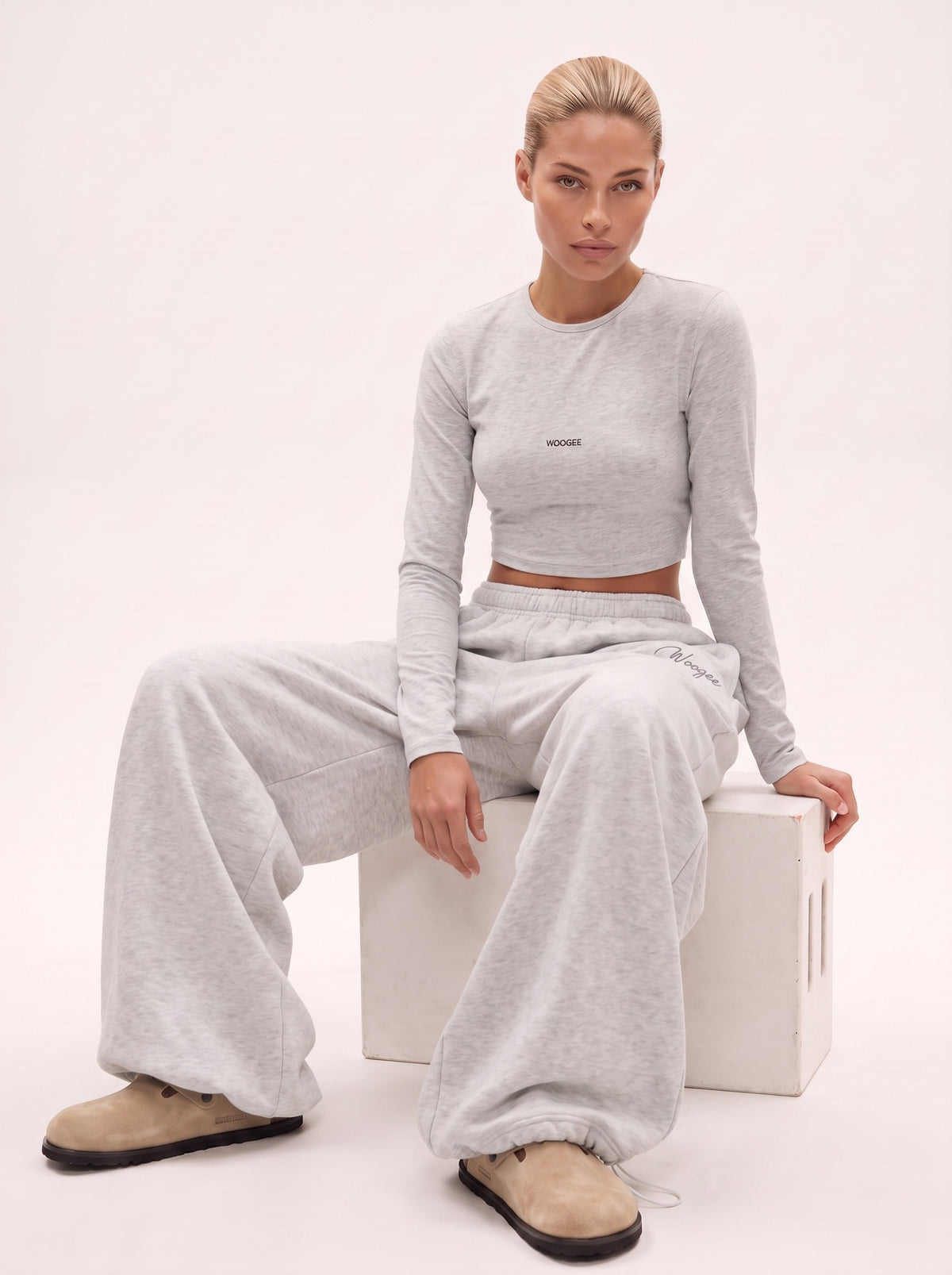 Crop Longsleeve LOUNGE — Grey Melange