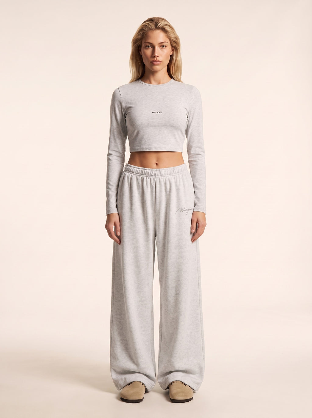 Crop Longsleeve LOUNGE — Grey Melange