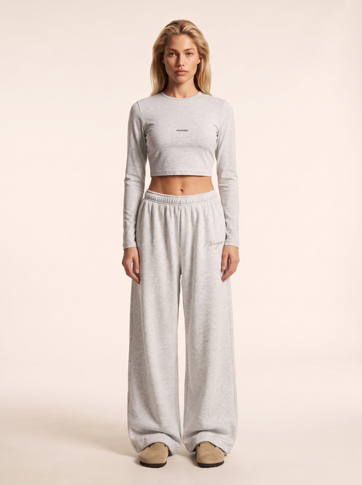Crop Longsleeve LOUNGE — Grey Melange